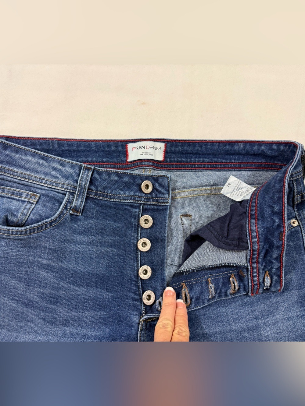 Fran Denim Iris Button Fly Skinny Jeans Women’s Size 31 Medium Wash Stretch - Picture 6 of 12